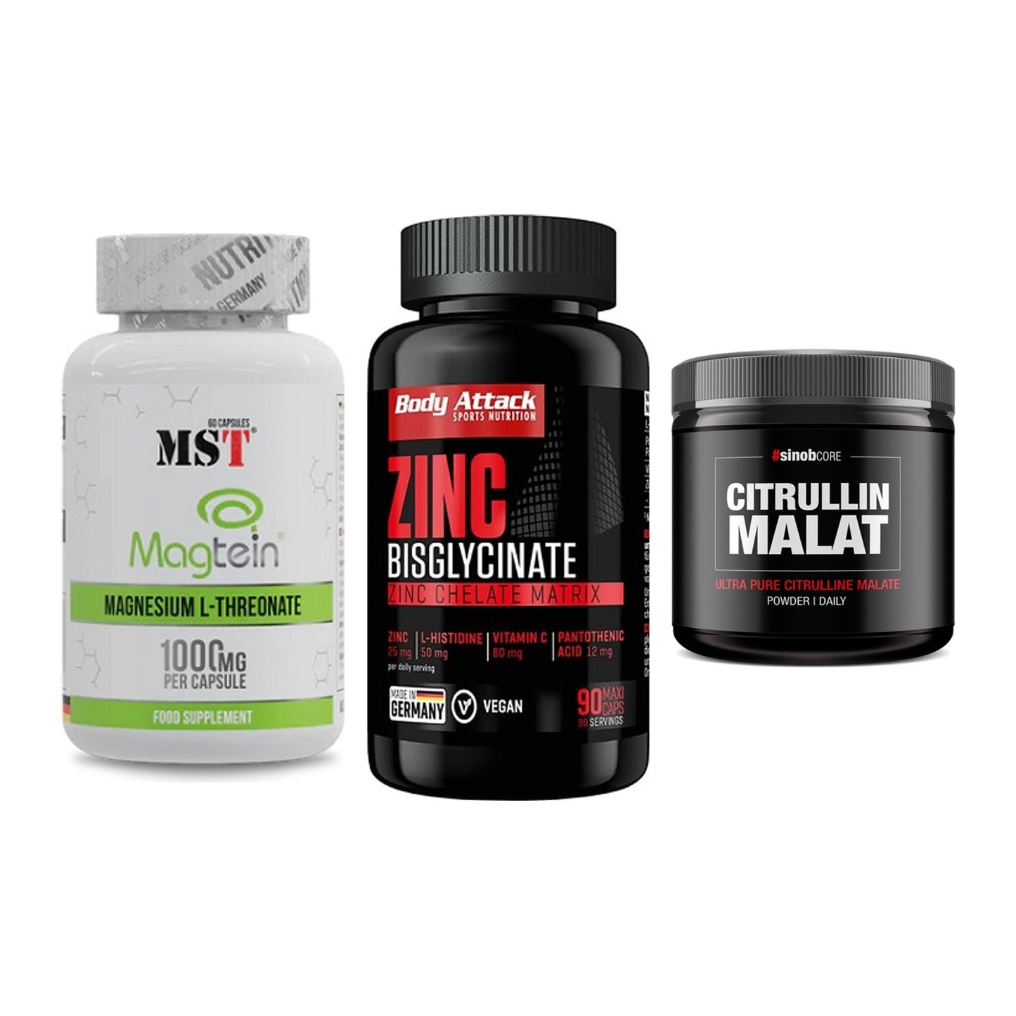 Ausdauer-Set: MST Magnesium + Body Attack Zink + Sinob Core – alle enthaltenen Artikel