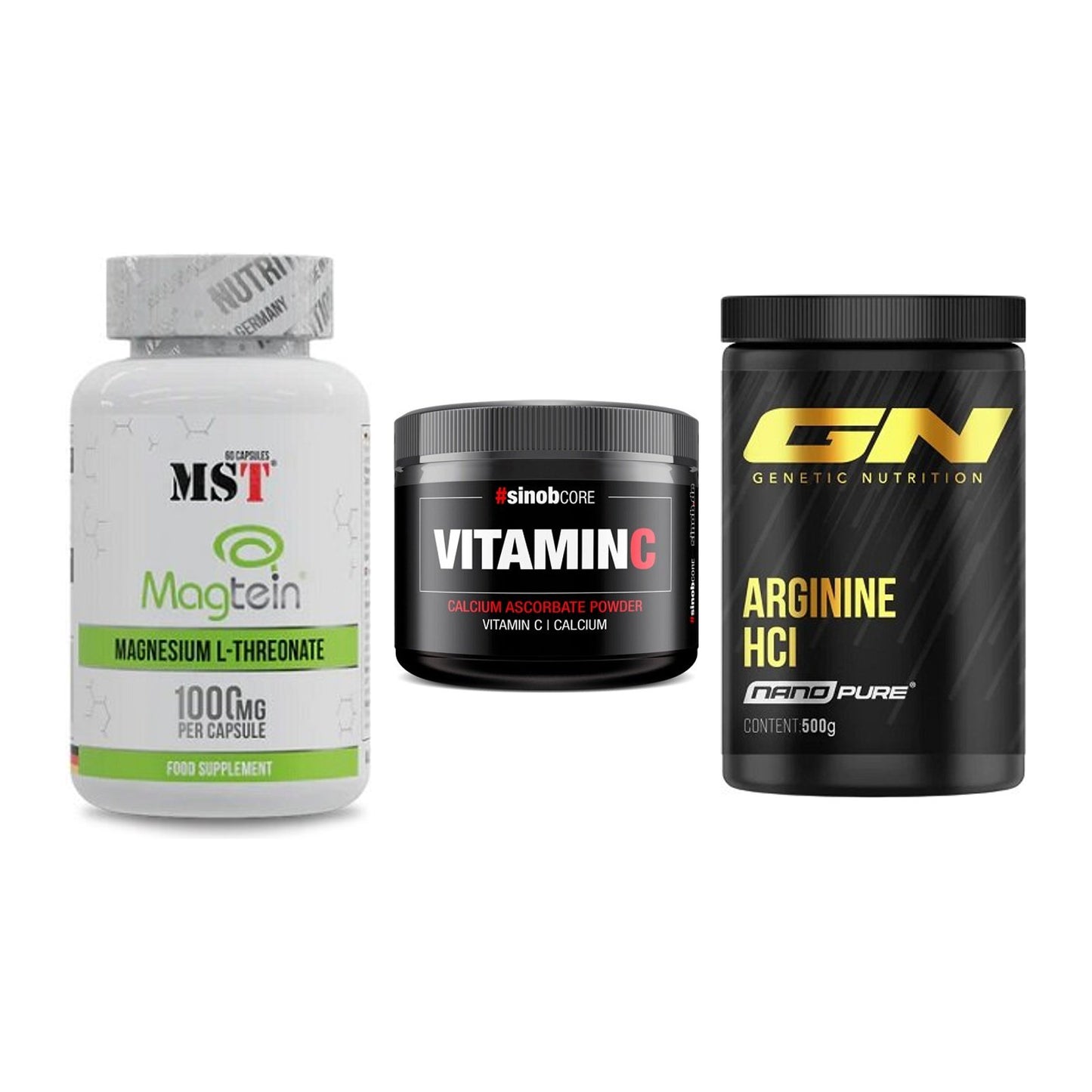 Ausdauer-Set: MST Magnesium + Sinob Vitamin C + GN Arginine HCL – alle enthaltenen Artikel