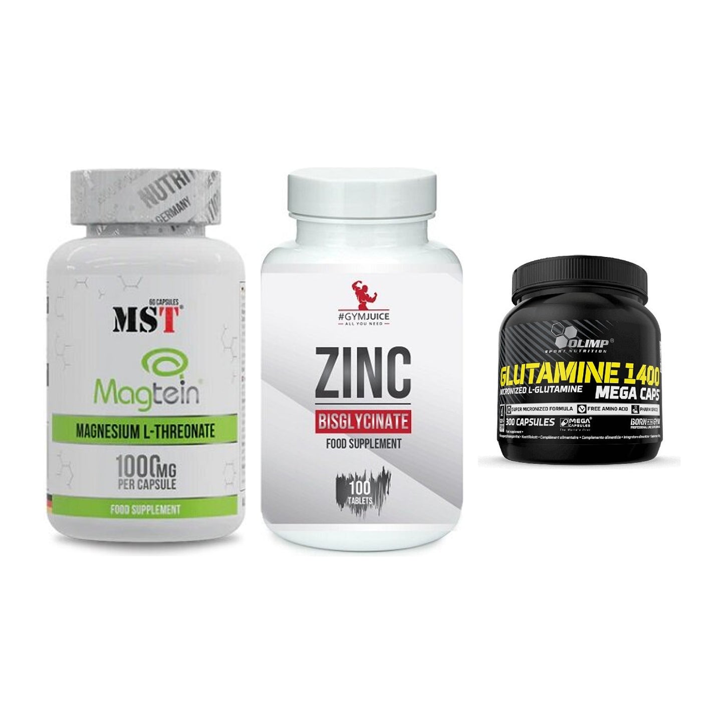 Ausdauer-Set: MST Magnesium + #GYMJUICE ZINC + Olimp L-Glutamin – alle enthaltenen Artikel