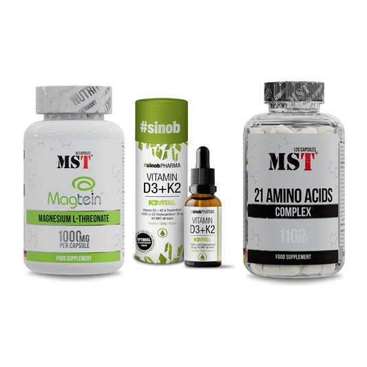 Ausdauer-Set: MST Magnesium + Sinob Vitamin D3 + MST 21 Amino – alle enthaltenen Artikel