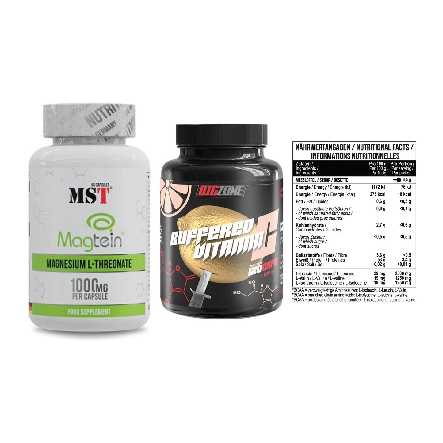 Ausdauer-Set: MST Magnesium + Big Zone Buffere + MST BCAA Zero – alle enthaltenen Artikel
