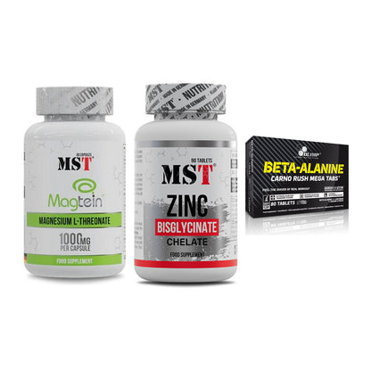 Ausdauer-Set: MST Magnesium + MST Zinc Chelate + Olimp Beta-Alani – alle enthaltenen Artikel