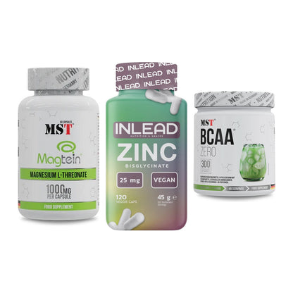 Ausdauer-Set: MST Magnesium + INLEAD Zink + MST BCAA Zero – alle enthaltenen Artikel