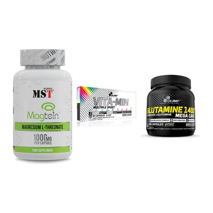 Ausdauer-Set: MST Magnesium + Olimp Vita-Min + Olimp L-Glutamin – alle enthaltenen Artikel
