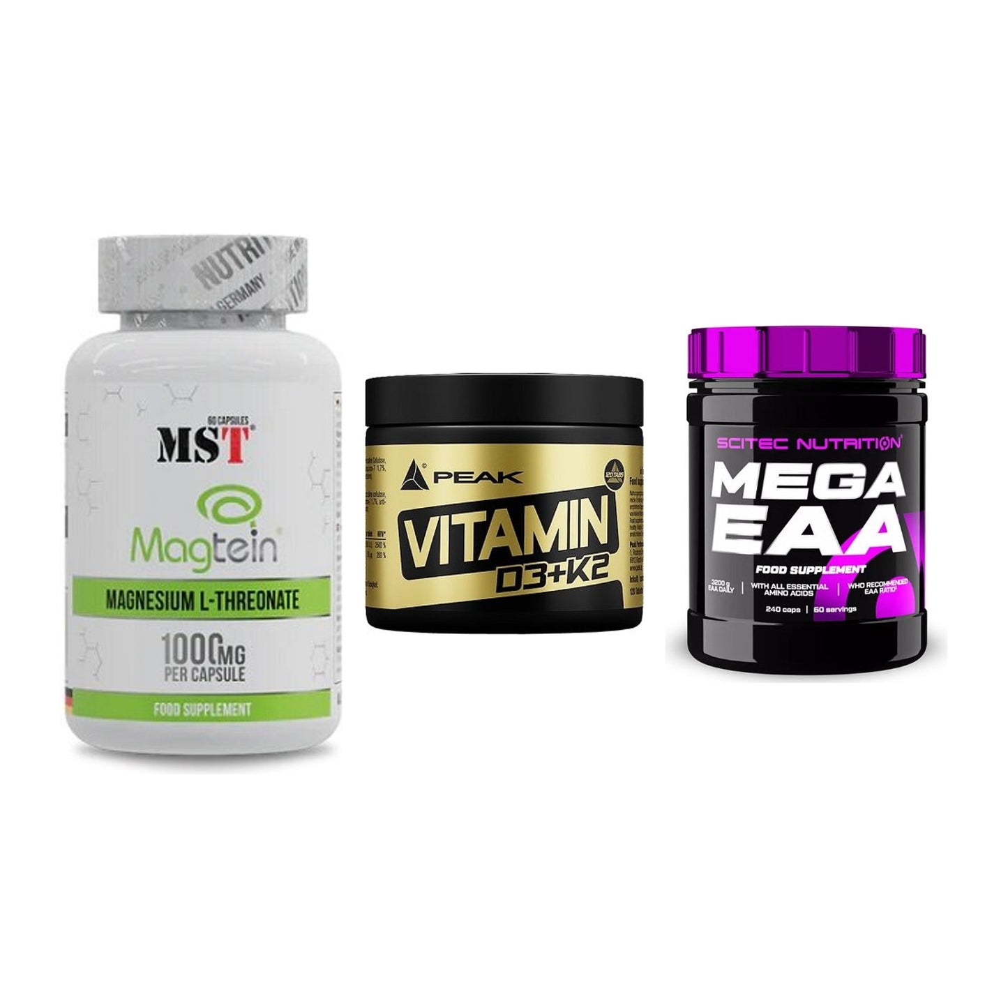 Ausdauer-Set: MST Magnesium + Peak Vitamin + Scitec Mega EAA – alle enthaltenen Artikel