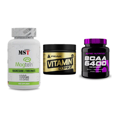 Ausdauer-Set: MST Magnesium + Peak Vitamin + Scitec BCAA 6400 – alle enthaltenen Artikel