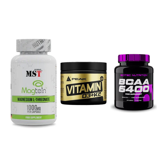 Ausdauer-Set: MST Magnesium + Peak Vitamin + Scitec BCAA 6400 – alle enthaltenen Artikel