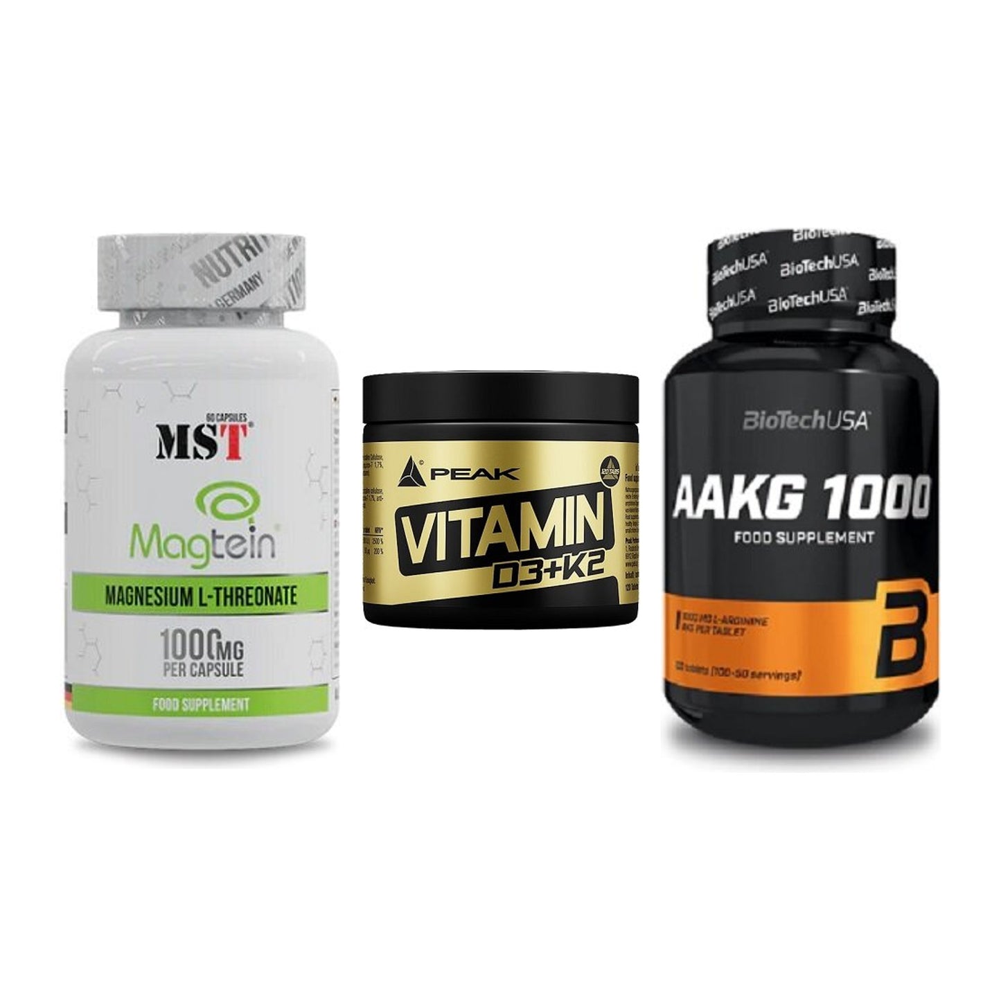 Ausdauer-Set: MST Magnesium + Peak Vitamin + BioTech AAKG – alle enthaltenen Artikel