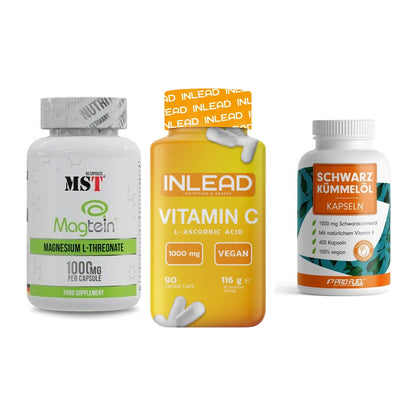 Ausdauer-Set: MST Magnesium + INLEAD Vitamin C + ProFuel Schwarzk – alle enthaltenen Artikel