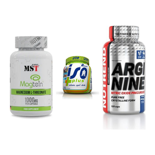 Ausdauer-Set: MST Magnesium + Olimp Iso Plus + Nutrend Arginine – alle enthaltenen Artikel