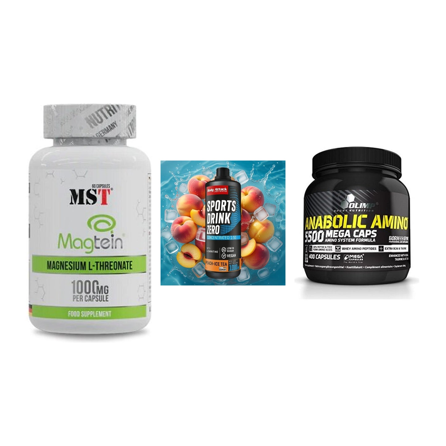 Ausdauer-Set: MST Magnesium + Body Attack + Olimp Anabolic – alle enthaltenen Artikel