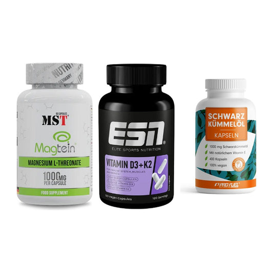 Ausdauer-Set: MST Magnesium + ESN Vitamin D3 + ProFuel Schwarzk – alle enthaltenen Artikel