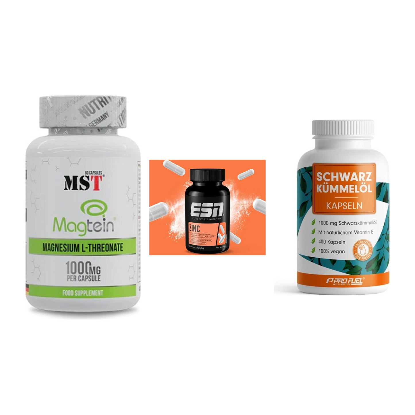 Ausdauer-Set: MST Magnesium + ESN Zinc + ProFuel Schwarzk – alle enthaltenen Artikel