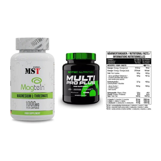 Ausdauer-Set: MST Magnesium + Scitec Multi Pro + MST BCAA Zero – alle enthaltenen Artikel