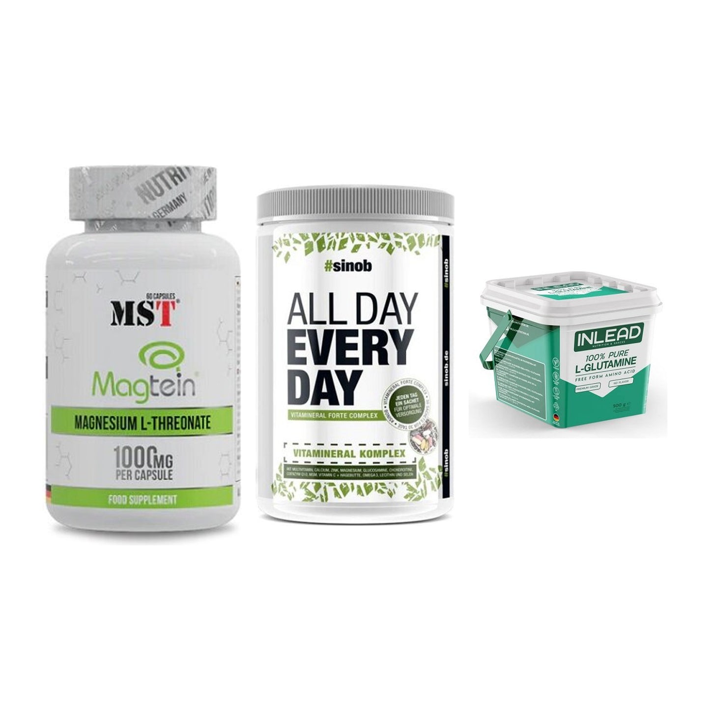 Ausdauer-Set: MST Magnesium + Sinob All Day + INLEAD L-Glutami – alle enthaltenen Artikel