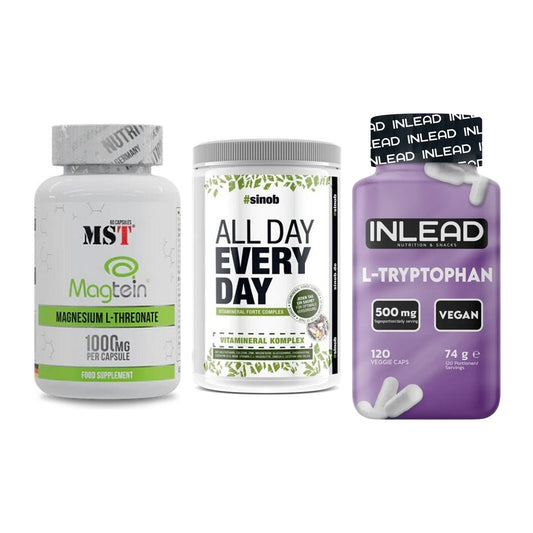 Ausdauer-Set: MST Magnesium + Sinob All Day + INLEAD L-Tryptop – alle enthaltenen Artikel