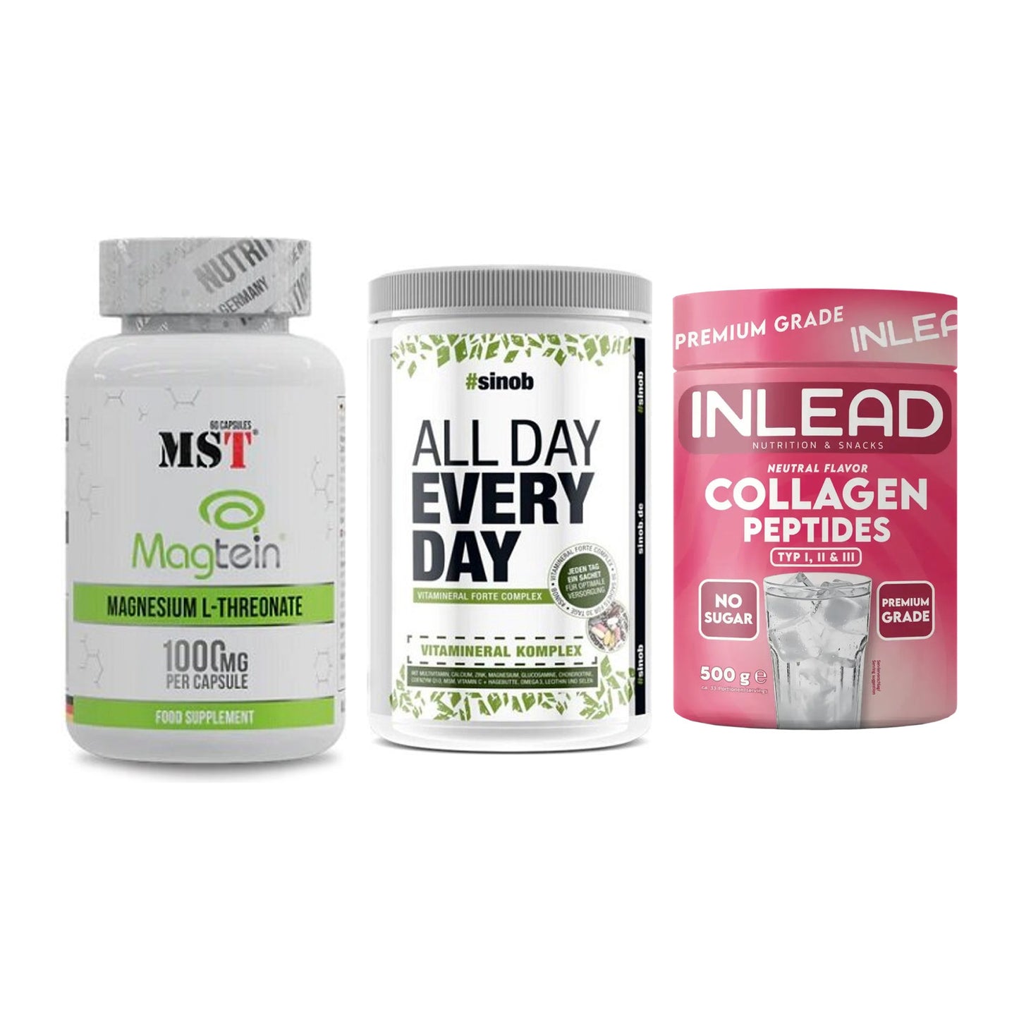 Ausdauer-Set: MST Magnesium + Sinob All Day + INLEAD Collagen – alle enthaltenen Artikel