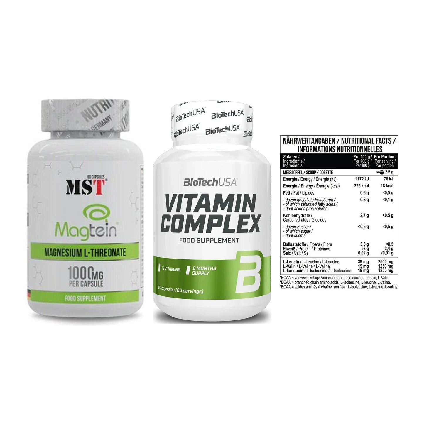 Ausdauer-Set: MST Magnesium + BioTech Vitamin + MST BCAA Zero – alle enthaltenen Artikel
