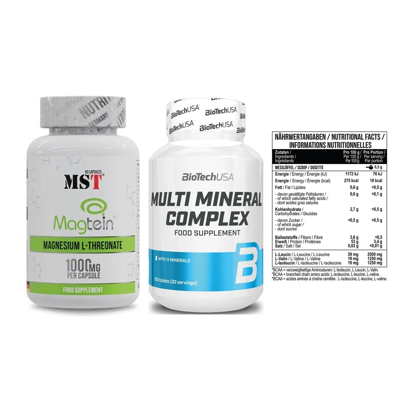 Ausdauer-Set: MST Magnesium + BioTech Multi + MST BCAA Zero – alle enthaltenen Artikel