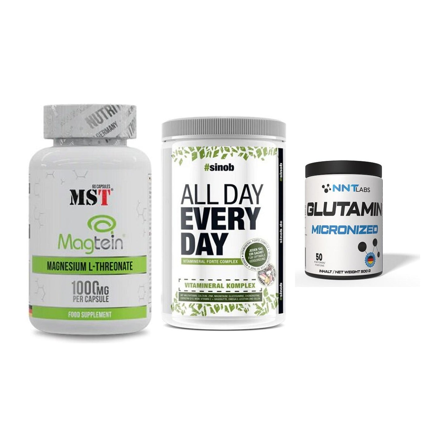 Ausdauer-Set: MST Magnesium + Sinob All Day + NNT Glutamin – alle enthaltenen Artikel