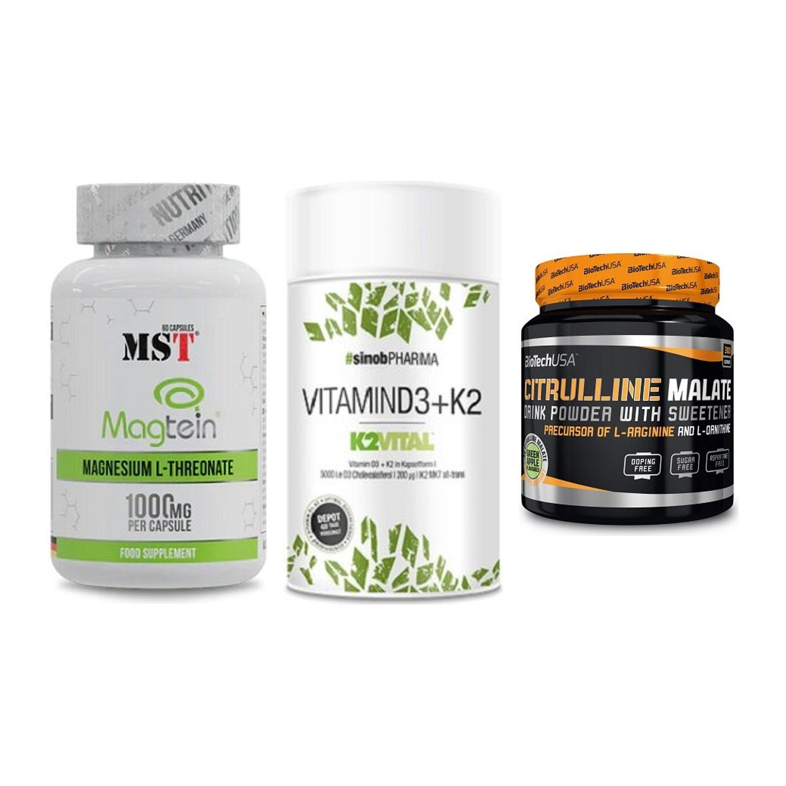 Ausdauer-Set: MST Magnesium + Sinob Vitamin D3 + BioTech Citrulli – alle enthaltenen Artikel