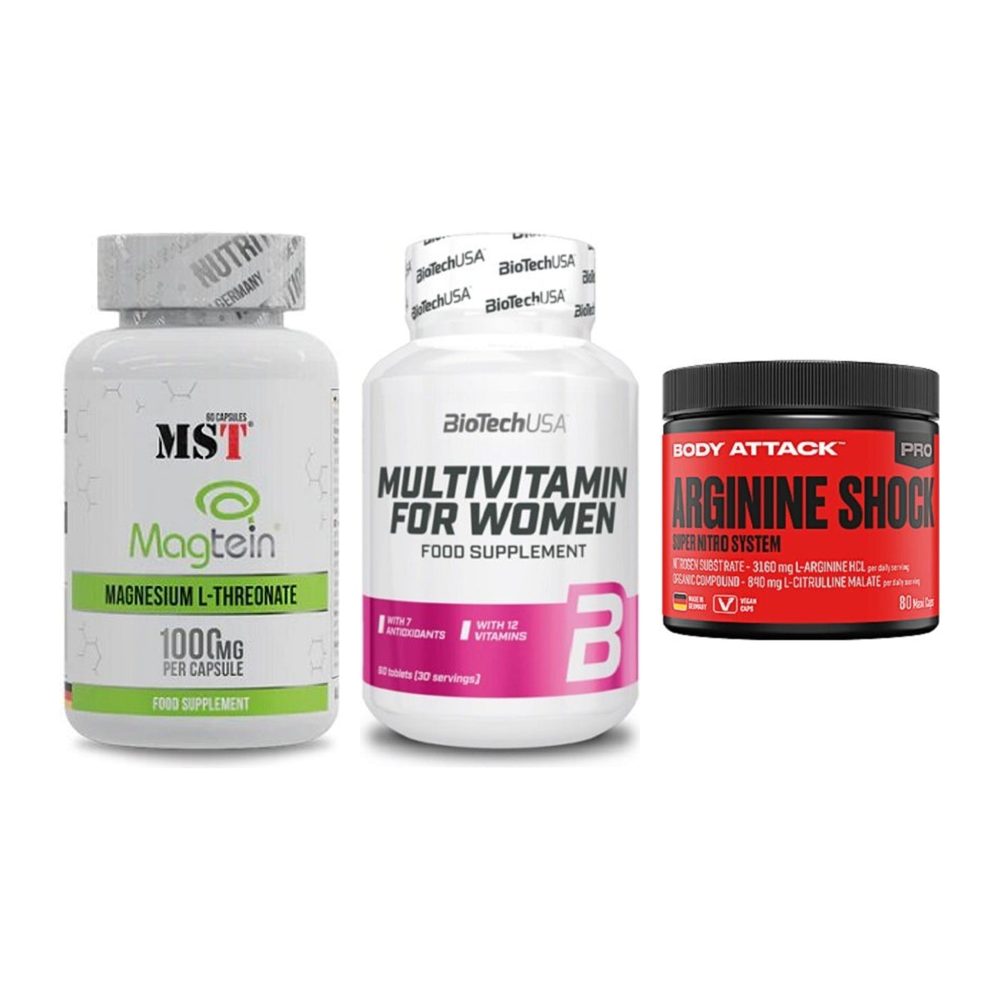 Ausdauer-Set: MST Magnesium + BioTech Multivit + Body Attack – alle enthaltenen Artikel