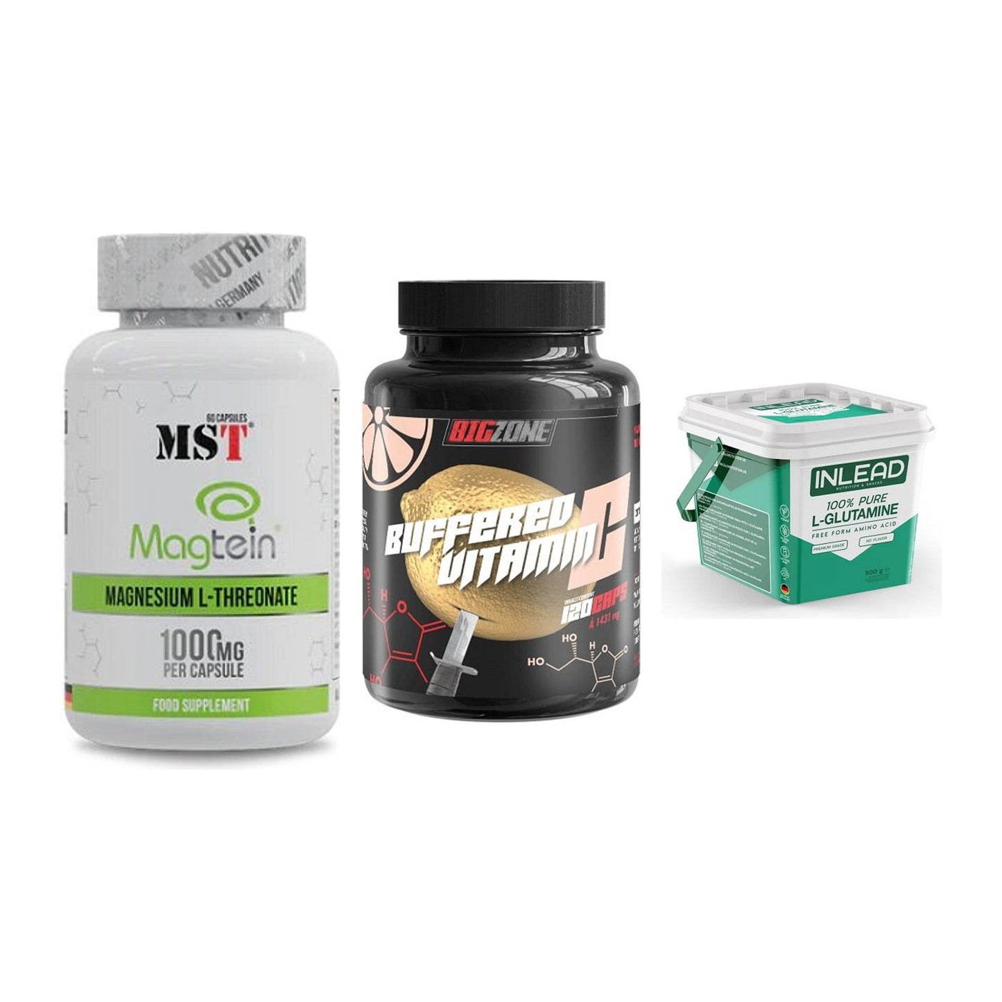 Ausdauer-Set: MST Magnesium + Big Zone Buffere + INLEAD L-Glutami – alle enthaltenen Artikel