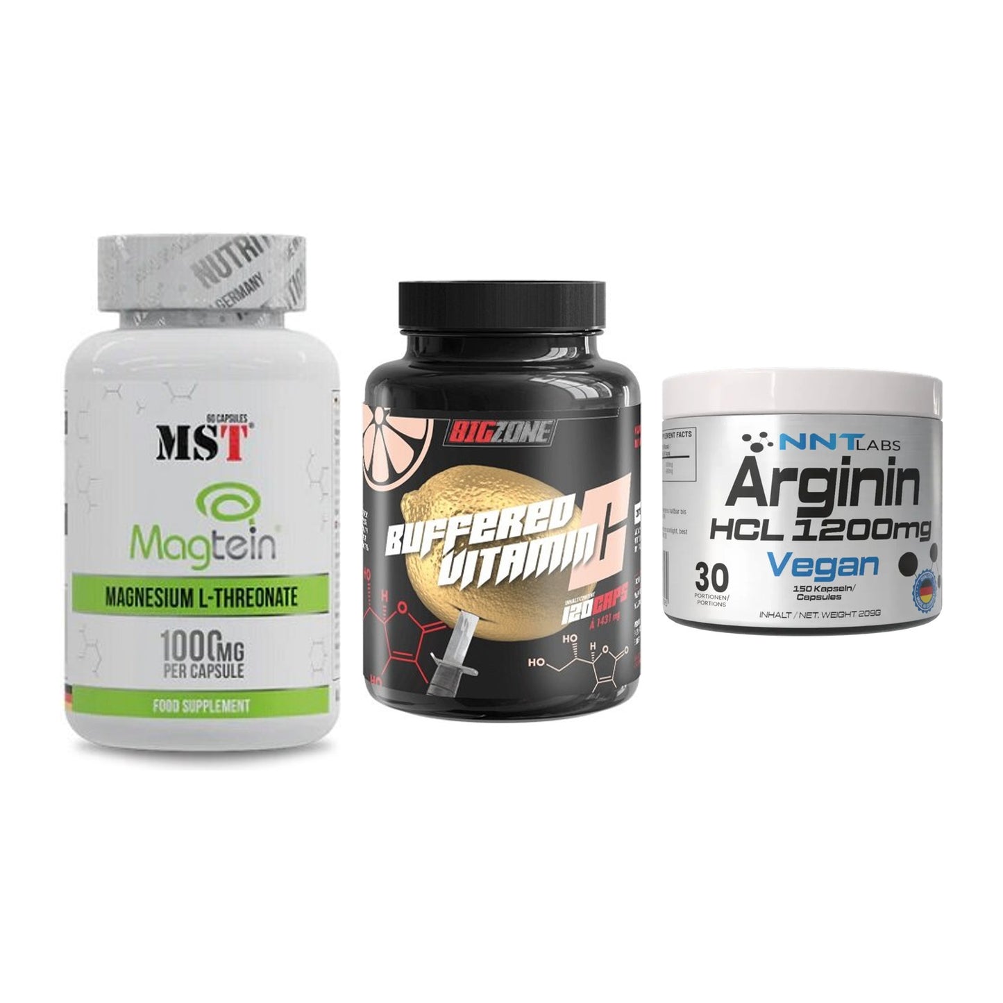 Ausdauer-Set: MST Magnesium + Big Zone Buffere + NNT Arginin HCL – alle enthaltenen Artikel
