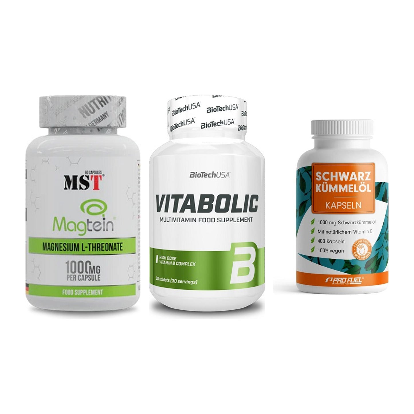 Ausdauer-Set: MST Magnesium + BioTech Vitaboli + ProFuel Schwarzk – alle enthaltenen Artikel