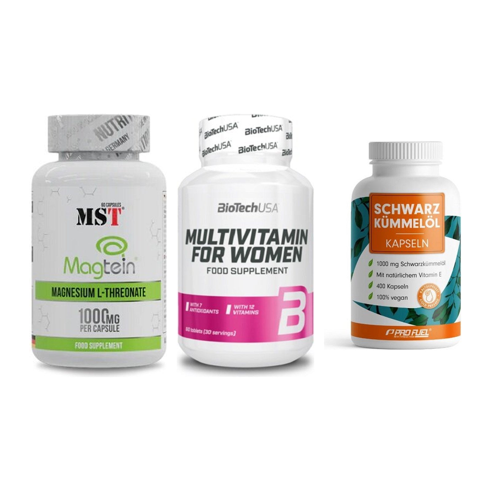Ausdauer-Set: MST Magnesium + BioTech Multivit + ProFuel Schwarzk – alle enthaltenen Artikel