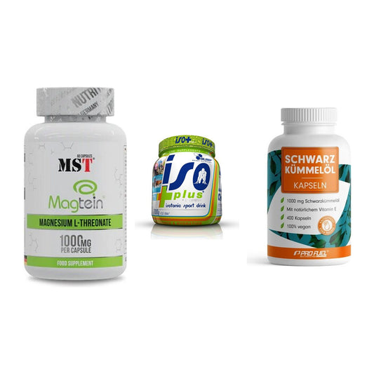 Ausdauer-Set: MST Magnesium + Olimp Iso Plus + ProFuel Schwarzk – alle enthaltenen Artikel