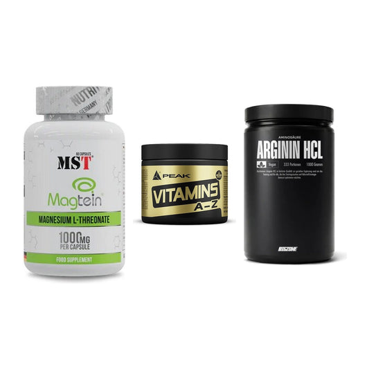 Ausdauer-Set: MST Magnesium + Peak Vitamin A-Z + Big Zone L-Argin – alle enthaltenen Artikel