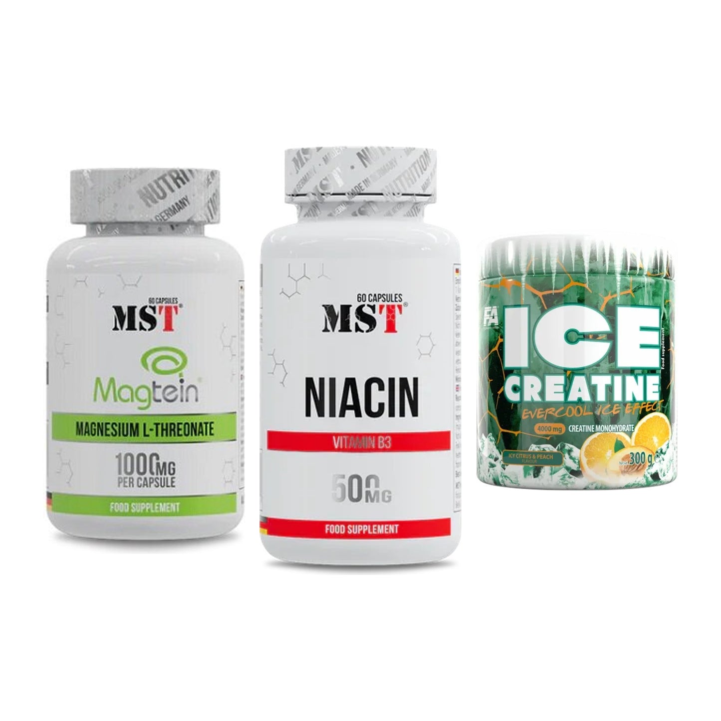 Ausdauer-Set: MST Magnesium + MST Niacin + FA Nutrition ICE – alle enthaltenen Artikel