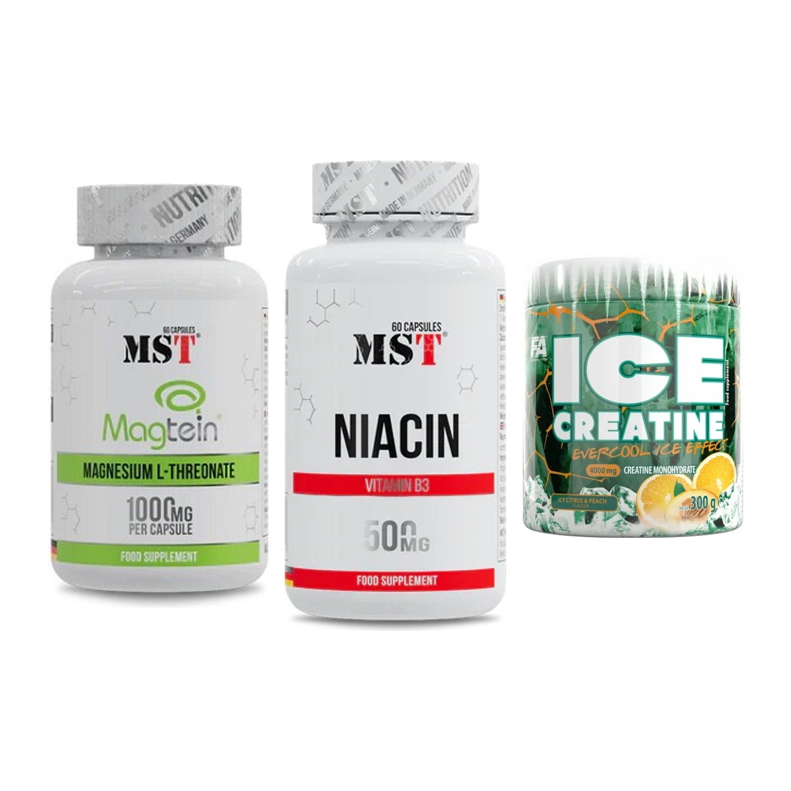 Ausdauer-Set: MST Magnesium + MST Niacin + FA Nutrition ICE – alle enthaltenen Artikel