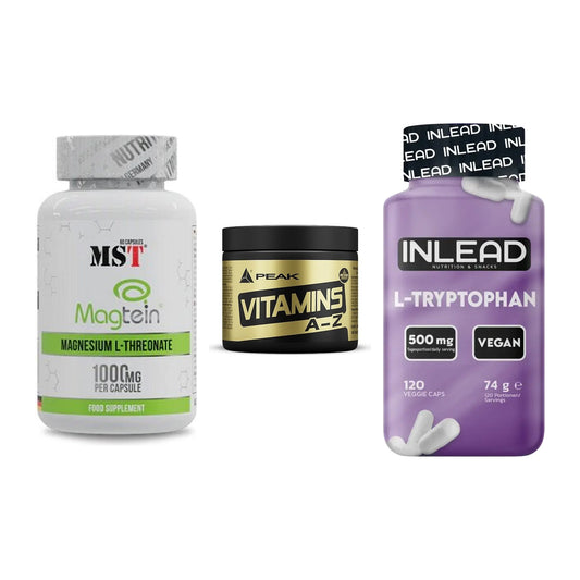 Ausdauer-Set: MST Magnesium + Peak Vitamin A-Z + INLEAD L-Tryptop – alle enthaltenen Artikel