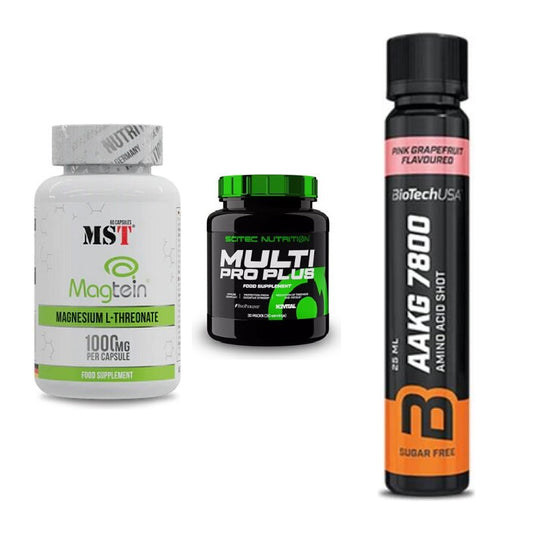 Ausdauer-Set: MST Magnesium + Scitec Multi Pro + BioTech AAKG – alle enthaltenen Artikel