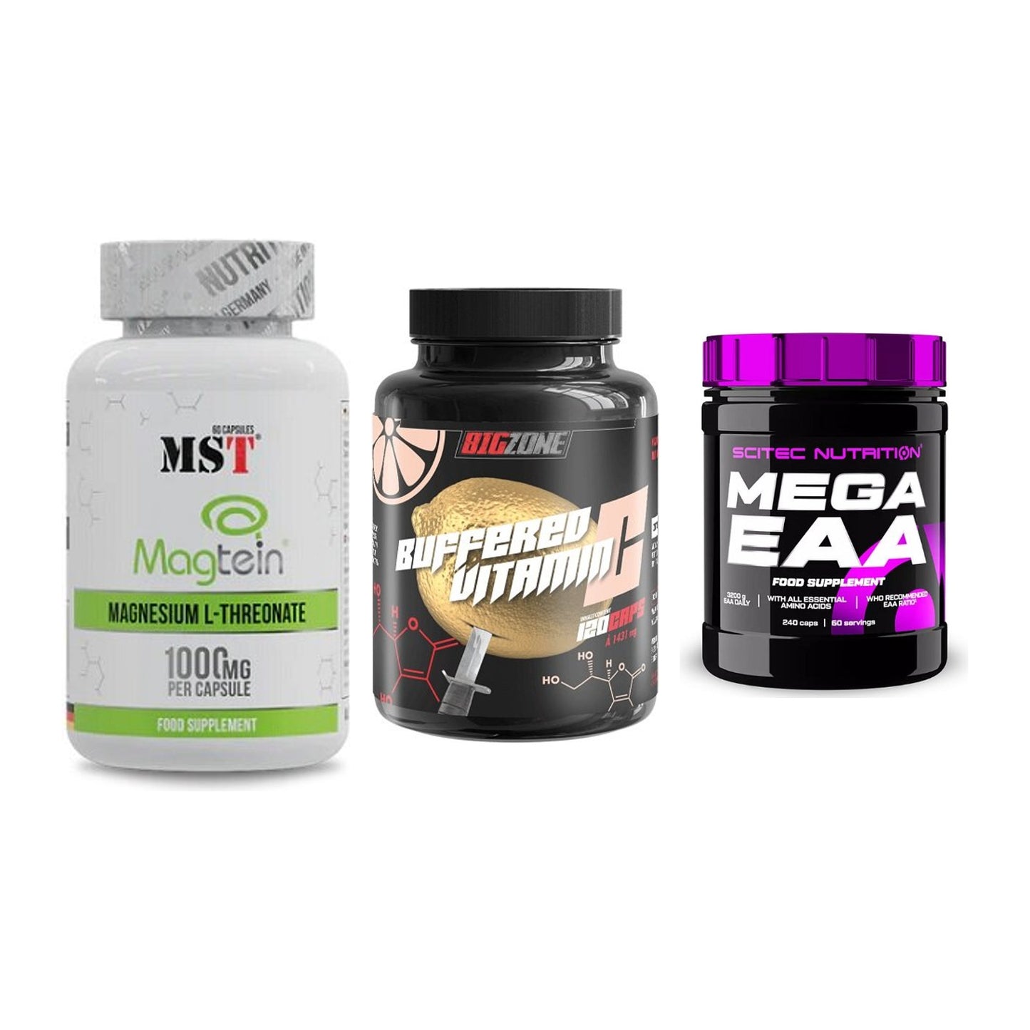 Ausdauer-Set: MST Magnesium + Big Zone Buffere + Scitec Mega EAA – alle enthaltenen Artikel