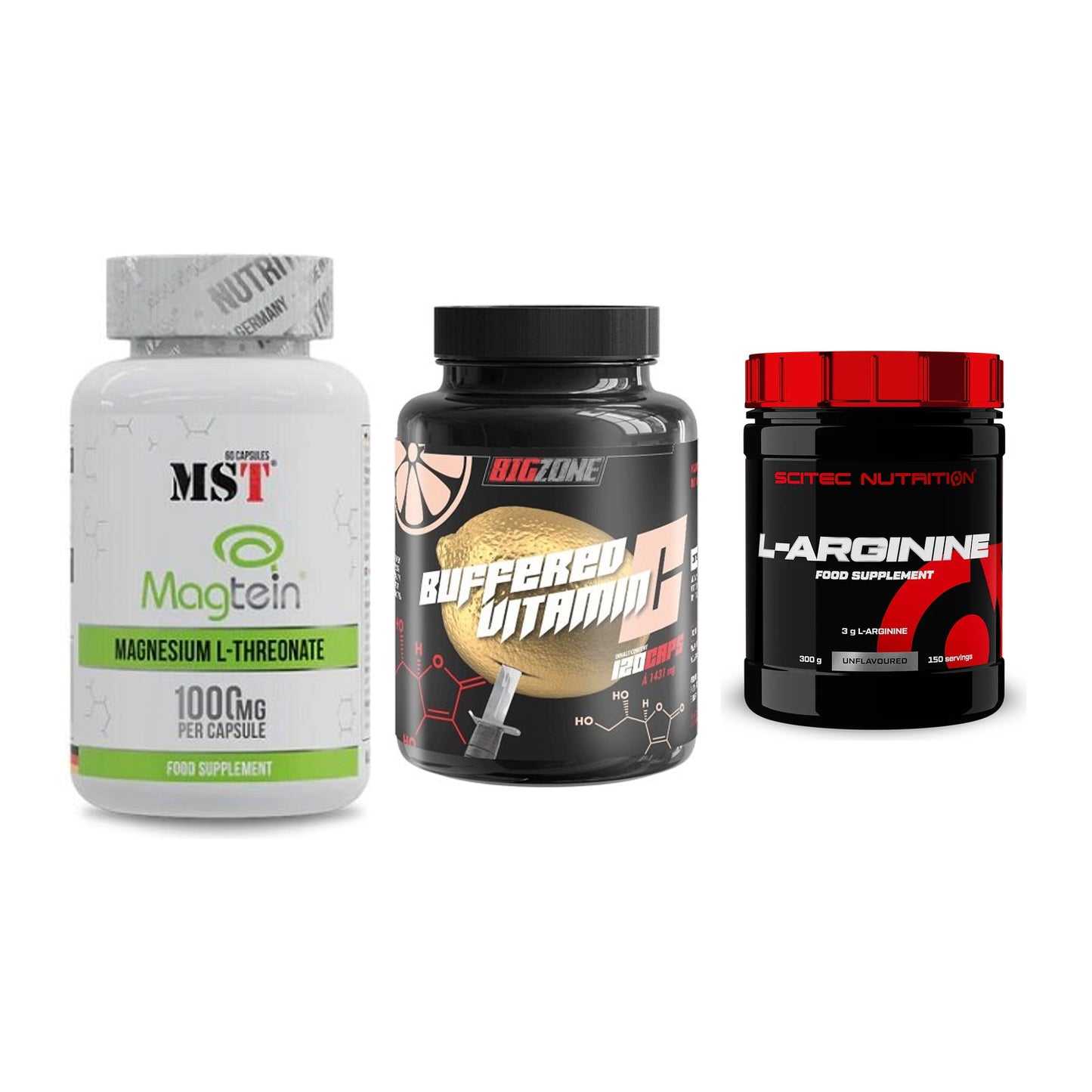 Ausdauer-Set: MST Magnesium + Big Zone Buffere + Scitec Arginin – alle enthaltenen Artikel