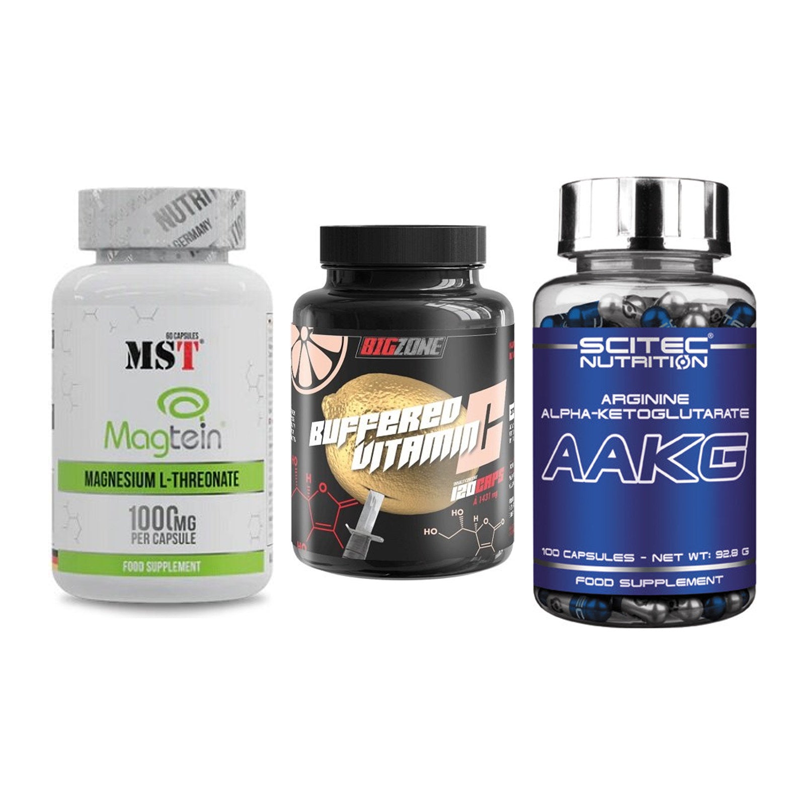 Ausdauer-Set: MST Magnesium + Big Zone Buffere + Scitec AAKG – alle enthaltenen Artikel