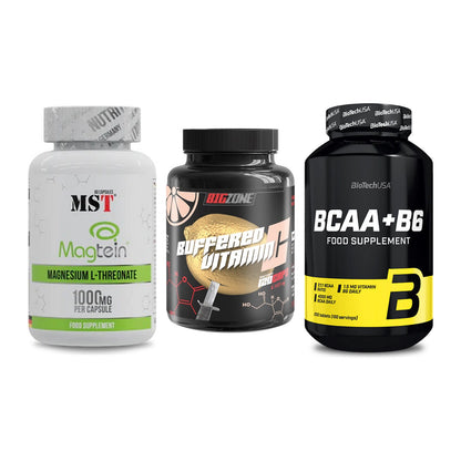 Ausdauer-Set: MST Magnesium + Big Zone Buffere + BioTech BCAA+B6 – alle enthaltenen Artikel