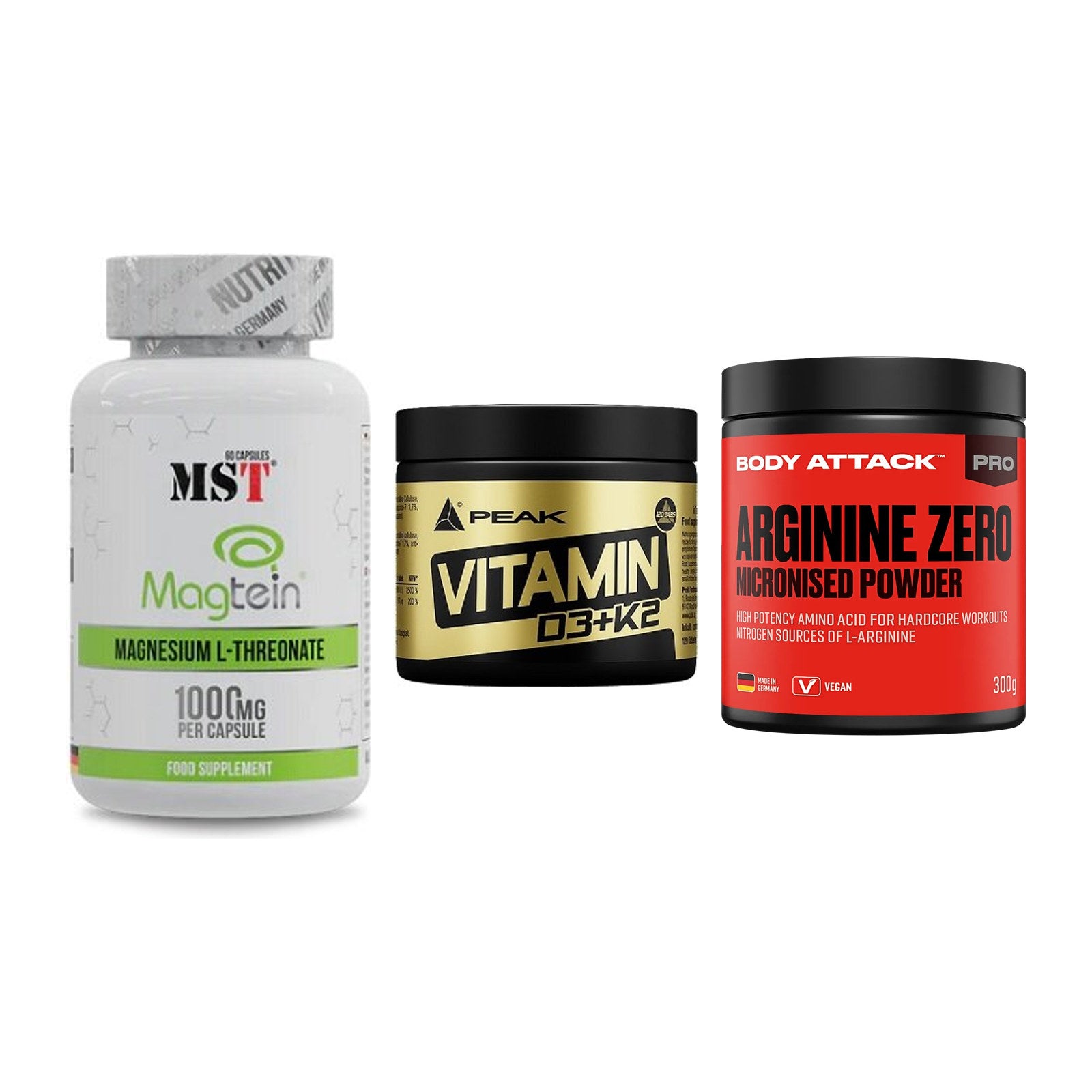 Ausdauer-Set: MST Magnesium + Peak Vitamin + Body Attack 100 – alle enthaltenen Artikel