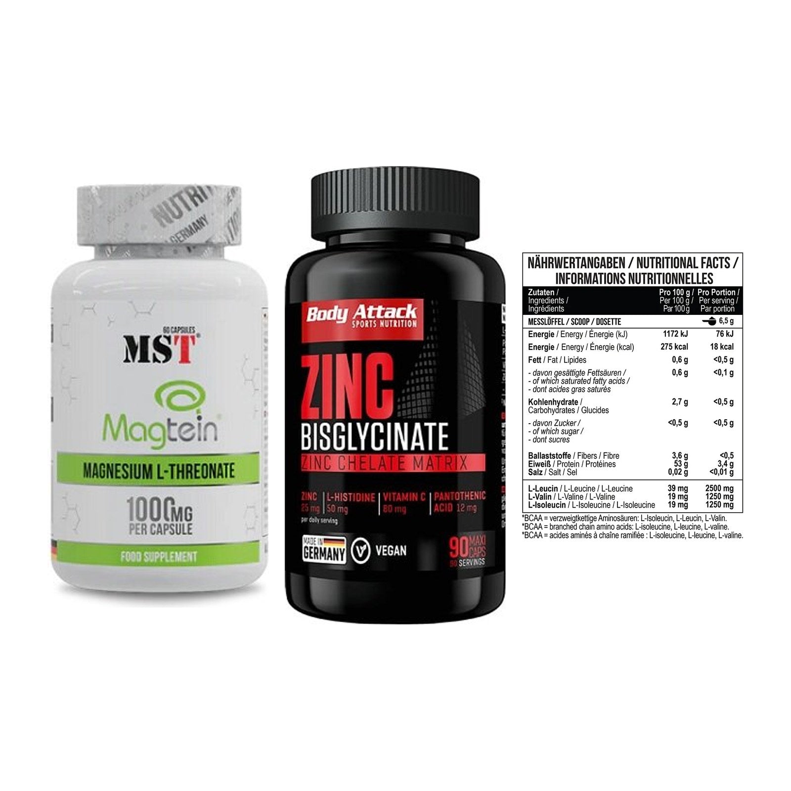 Ausdauer-Set: MST Magnesium + Body Attack Zink + MST BCAA Zero – alle enthaltenen Artikel