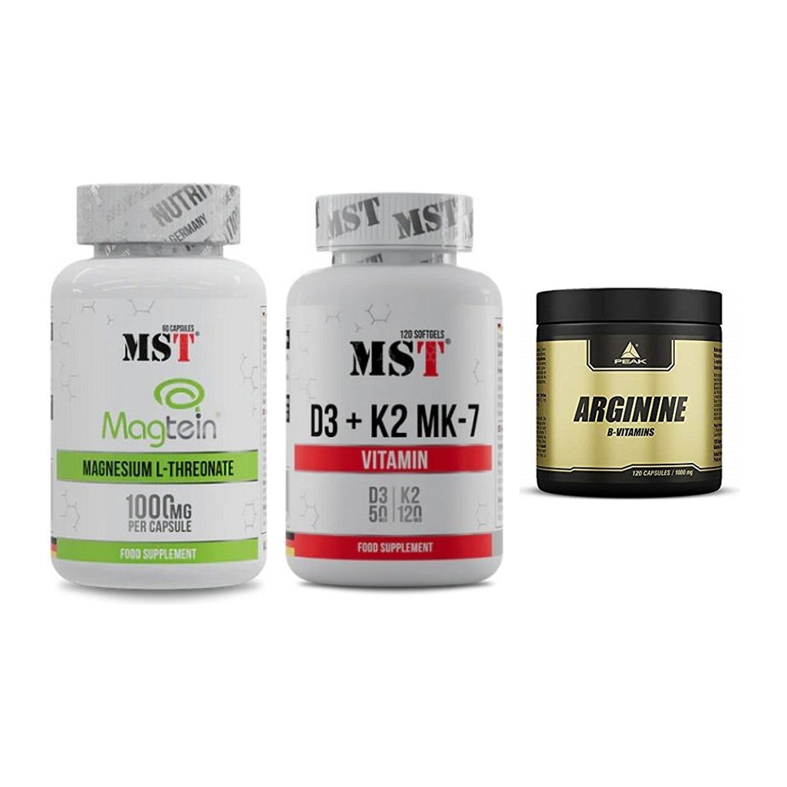Ausdauer-Set: MST Magnesium + MST Vitamin D3 + Peak Arginin – alle enthaltenen Artikel