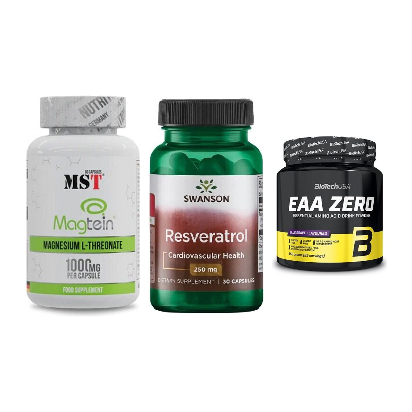 Ausdauer-Set: MST Magnesium + Swanson Resverat + BioTech EAA Zero – alle enthaltenen Artikel