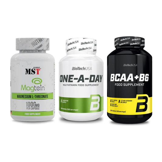 Ausdauer-Set: MST Magnesium + BioTech One A + BioTech BCAA+B6 – alle enthaltenen Artikel