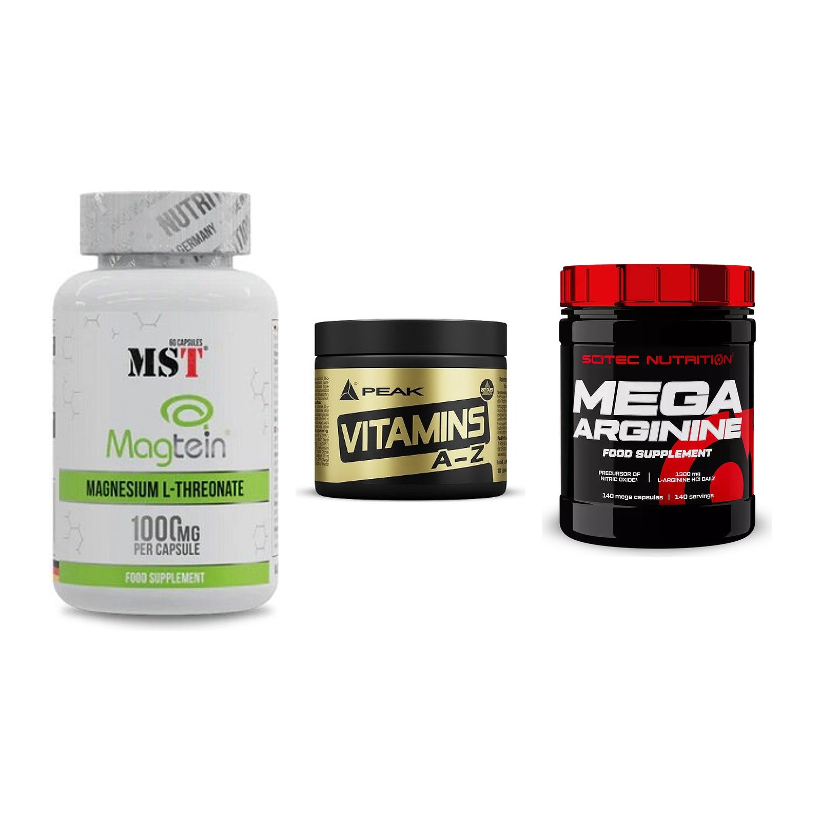 Ausdauer-Set: MST Magnesium + Peak Vitamin A-Z + Scitec Mega – alle enthaltenen Artikel