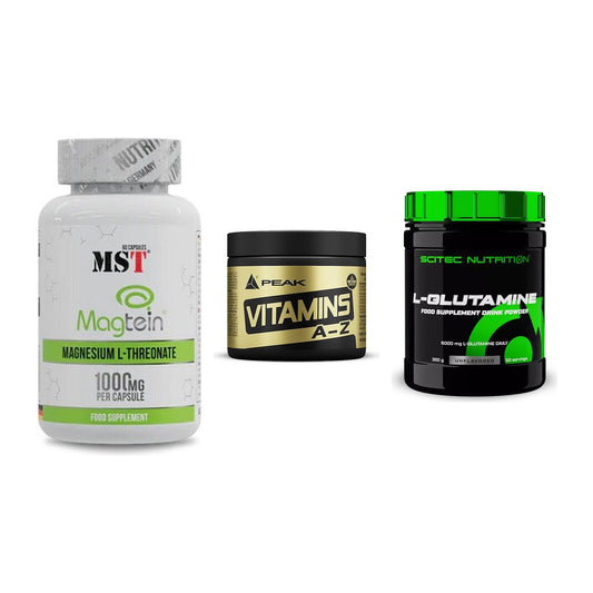 Ausdauer-Set: MST Magnesium + Peak Vitamin A-Z + Scitec L-Glutami – alle enthaltenen Artikel