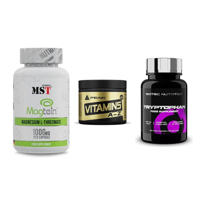Ausdauer-Set: MST Magnesium + Peak Vitamin A-Z + Scitec Tryptopha – alle enthaltenen Artikel