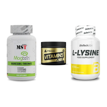 Ausdauer-Set: MST Magnesium + Peak Vitamin A-Z + BioTech L-Lysine – alle enthaltenen Artikel