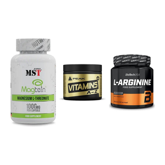 Ausdauer-Set: MST Magnesium + Peak Vitamin A-Z + BioTech L-Argini – alle enthaltenen Artikel